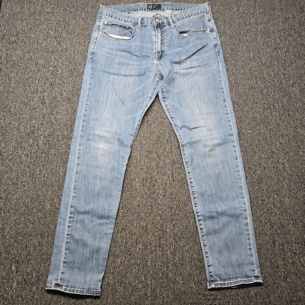 GAP Slim Straight Fit Jeans Men's 36x32 Cotton Stretch Soft Medium Wash Denim